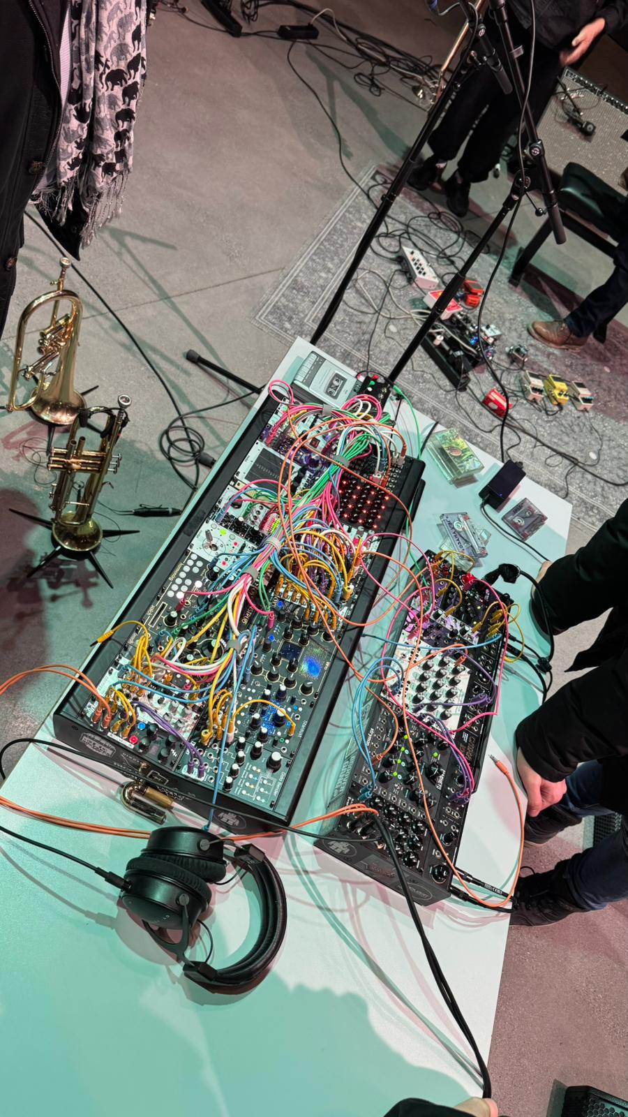 Modular synth overhead view